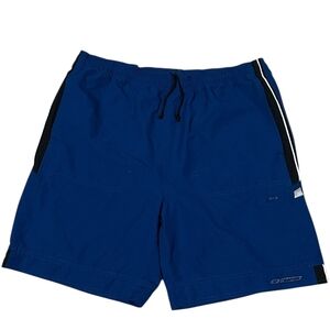 Reebok Men’s Athletic Shorts Blue Black Logo Pockets Drawstring L